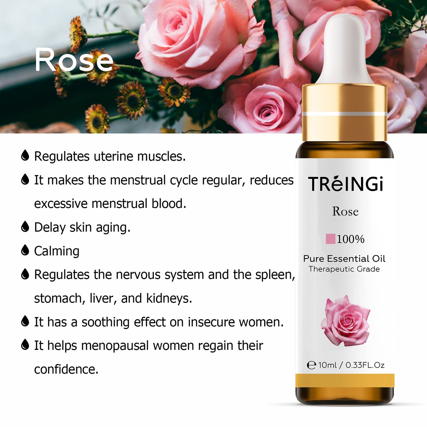 10ml Pure Natural Essential Oils -Jasmine Lavender Rose Vanilla Mint Sage Cinnamon Bergamot Tea Tree Oil with Dropper