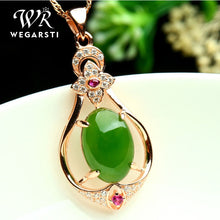 Load image into Gallery viewer, Natural Emerald Pendant Necklace 925 Sterling Silver Gemstones Choker Statement Necklace Engagement Wedding Necklace For Women
