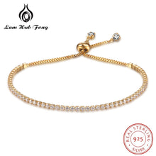 Load image into Gallery viewer, 925 Sterling Silver  Bracelets Tennis Adjustable Gold Chain Bracelet Bangle Fine Jewelry Women Gift (Lam Hub Fong)
