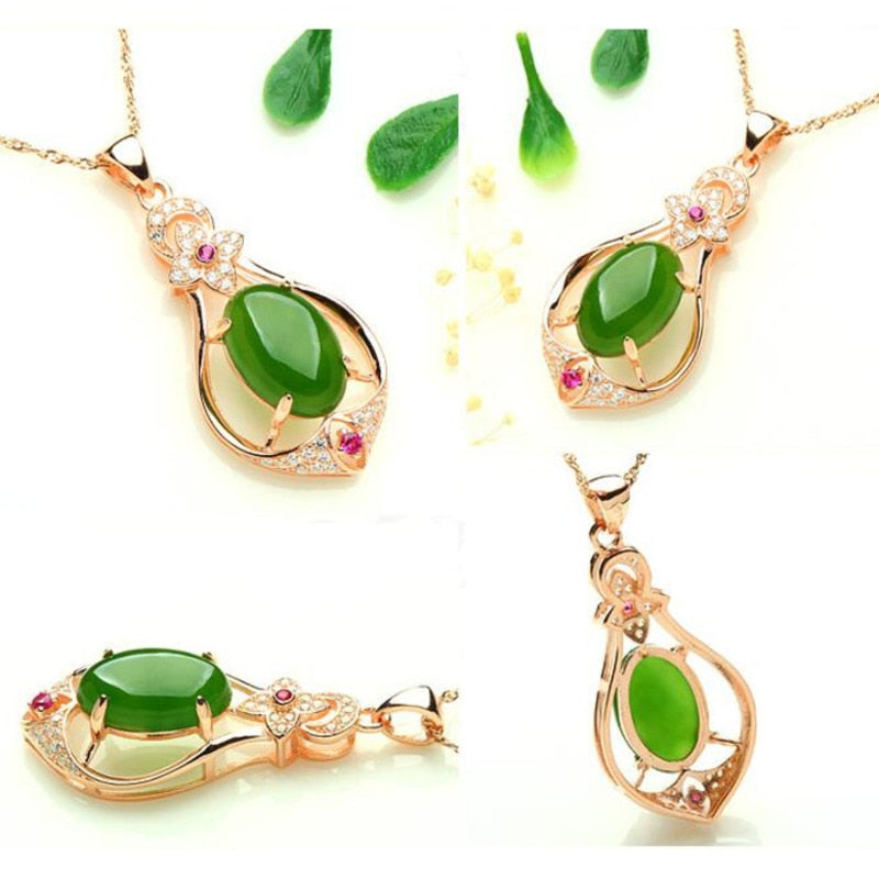 Natural Emerald Pendant Necklace 925 Sterling Silver Gemstones Choker Statement Necklace Engagement Wedding Necklace For Women