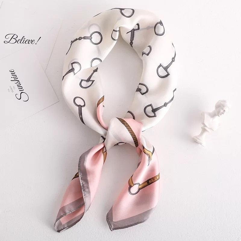 70*70cm Fashion Silk Satin Hair Scarf Women Handkerchief Printed Female Square Head Bandana Small Neck muffler hijab lady gir