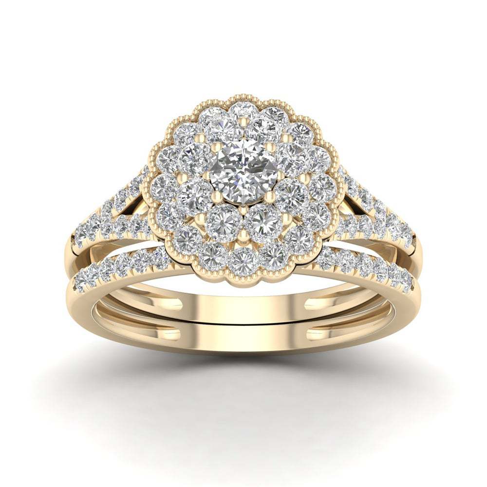 Natural White 2.5 Carats Diamond Jewelry 14K Gold Ring for Women Vintage Flower Shape Bizuteria Gemstone Wedding Anillos De Ring
