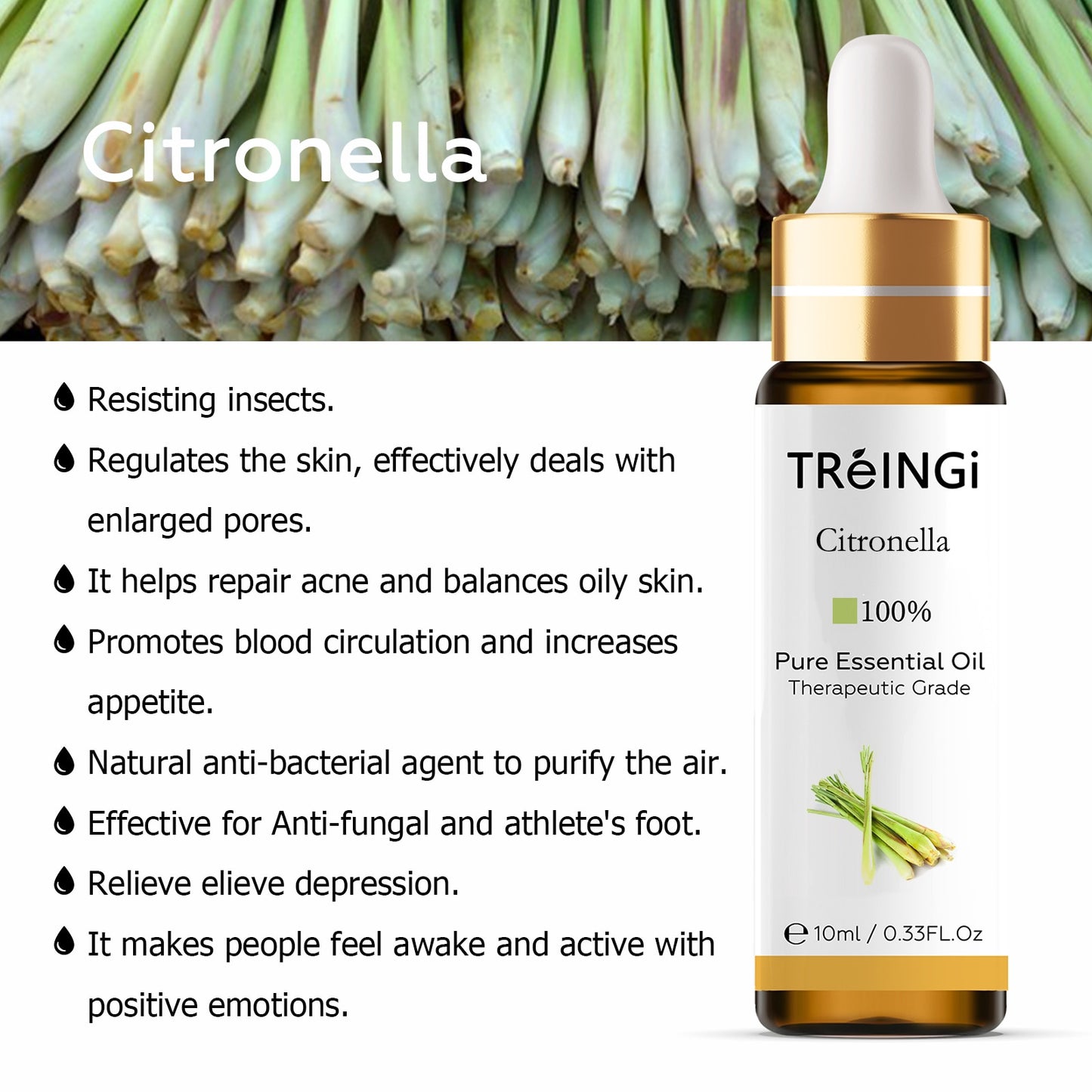 10ml Pure Natural Essential Oils -Jasmine Lavender Rose Vanilla Mint Sage Cinnamon Bergamot Tea Tree Oil with Dropper