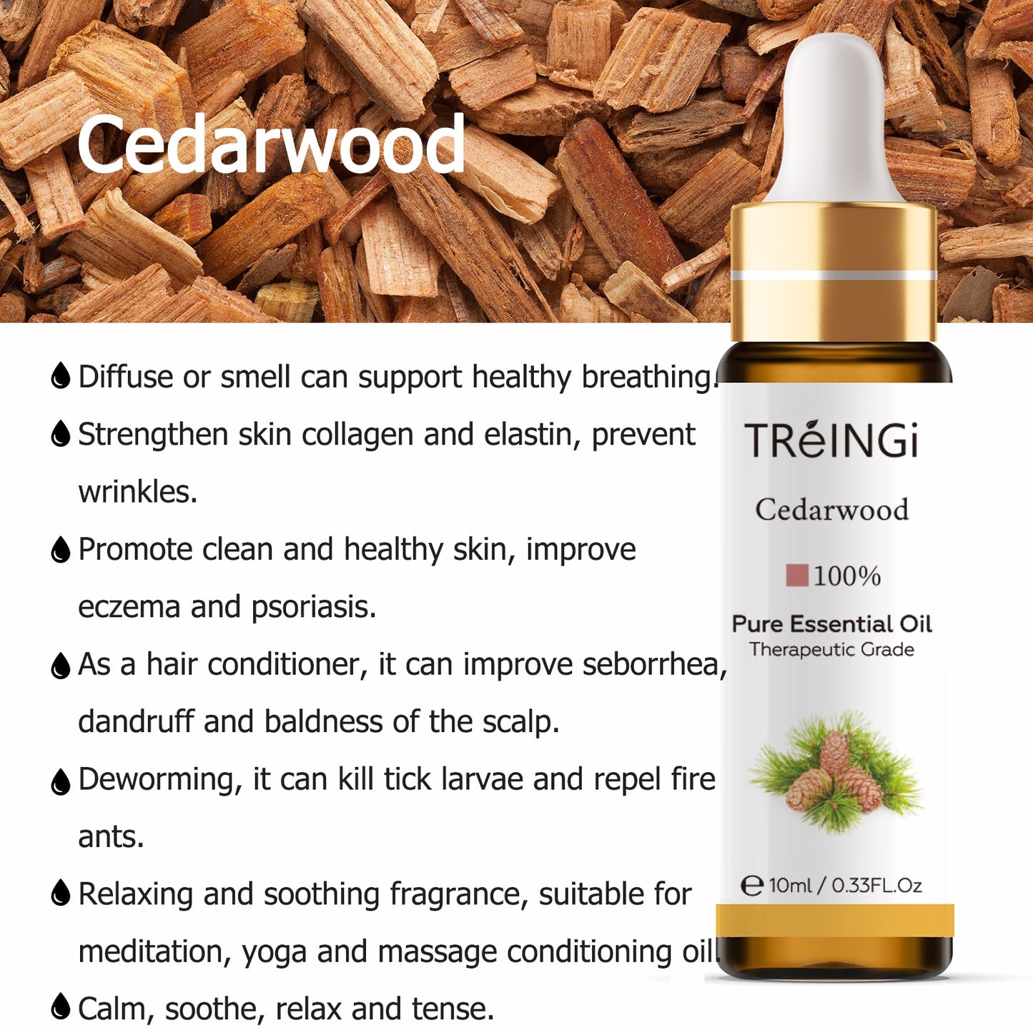 10ml Pure Natural Essential Oils -Jasmine Lavender Rose Vanilla Mint Sage Cinnamon Bergamot Tea Tree Oil with Dropper