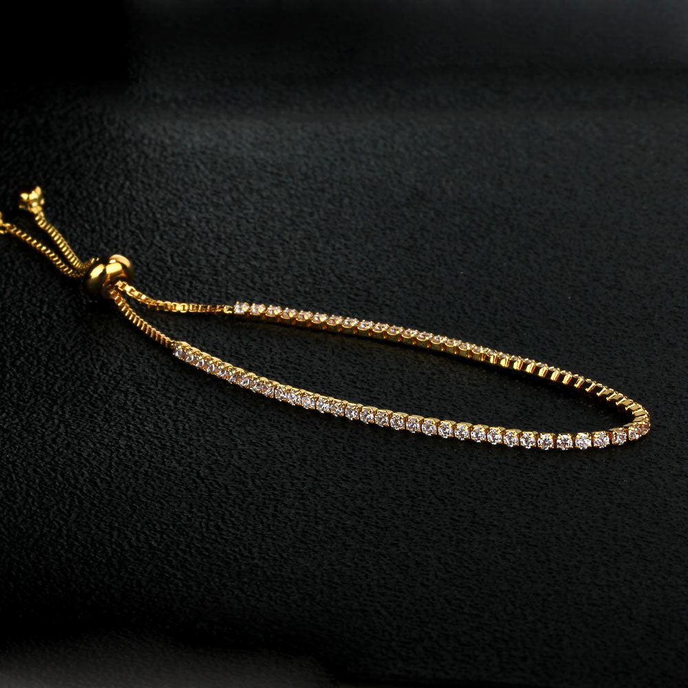 925 Sterling Silver  Bracelets Tennis Adjustable Gold Chain Bracelet Bangle Fine Jewelry Women Gift (Lam Hub Fong)
