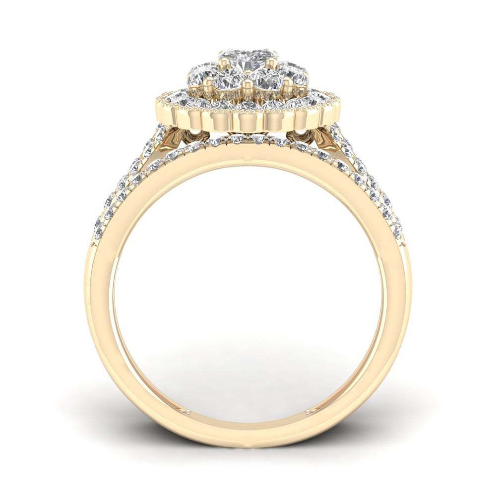 Natural White 2.5 Carats Diamond Jewelry 14K Gold Ring for Women Vintage Flower Shape Bizuteria Gemstone Wedding Anillos De Ring