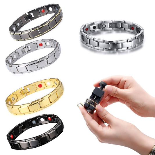 New Healthy Magnetic Bracelet for Unisex Power Therapy Magnets Magnetite Bracelets Bangles Men /Women Health Care Jewelry Stainless Some include Tool Box Kit