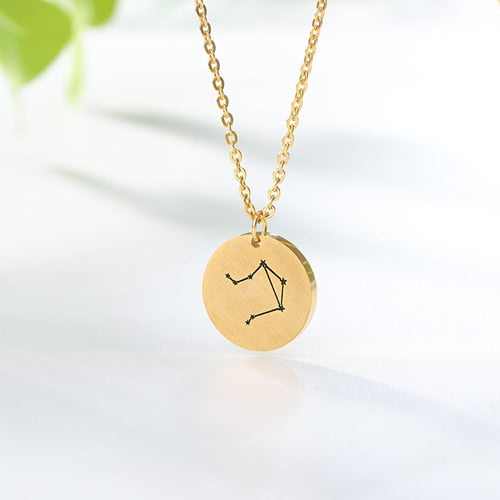 Twelve Constellations Charms Necklace Leo Aries Taurus Gemini Cancer Virgo Libra Scorpio Sagittarius Capricorn Aquarius Pisces