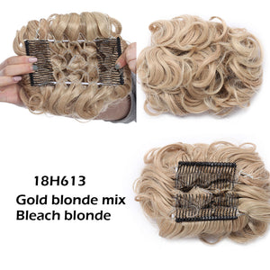 LARGE Comb Clip In Curly Hair Extension Synthetic Hair Pieces Chignon Women Updo Cover Hairpiece Extension Hair Bun