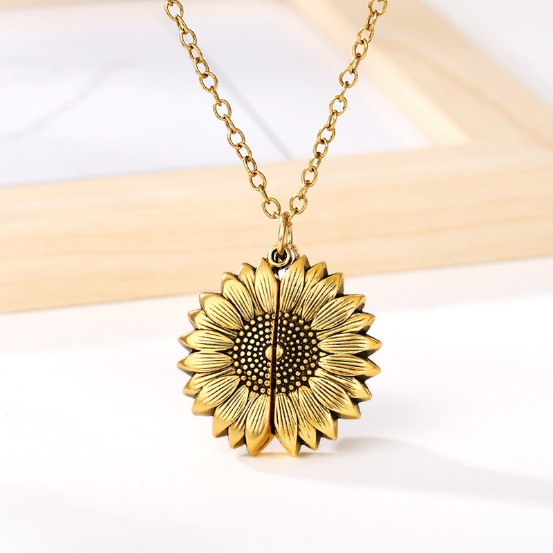 You Are My Sunshine Necklaces For Women Lover Rose Gold Silver Color Long Chain Female Sunflower Pendant Necklace 🌻 buying this product supports UKraine