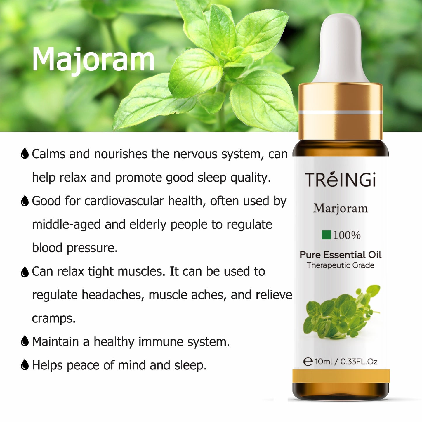 10ml Pure Natural Essential Oils -Jasmine Lavender Rose Vanilla Mint Sage Cinnamon Bergamot Tea Tree Oil with Dropper