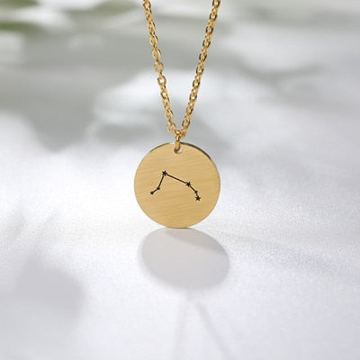 Twelve Constellations Charms Necklace Leo Aries Taurus Gemini Cancer Virgo Libra Scorpio Sagittarius Capricorn Aquarius Pisces