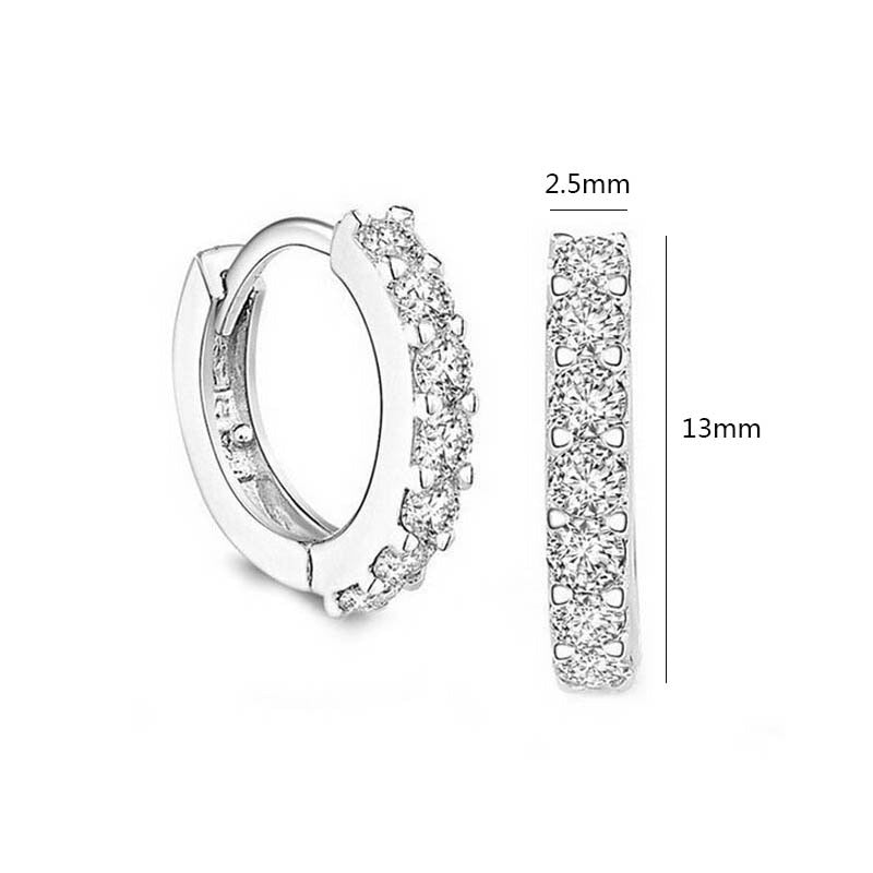 Fashion Charming Hoop Earrings Lady Super flash Single Row Rhinestones Earrings Ladies Accessories Jewelry 1 Pair