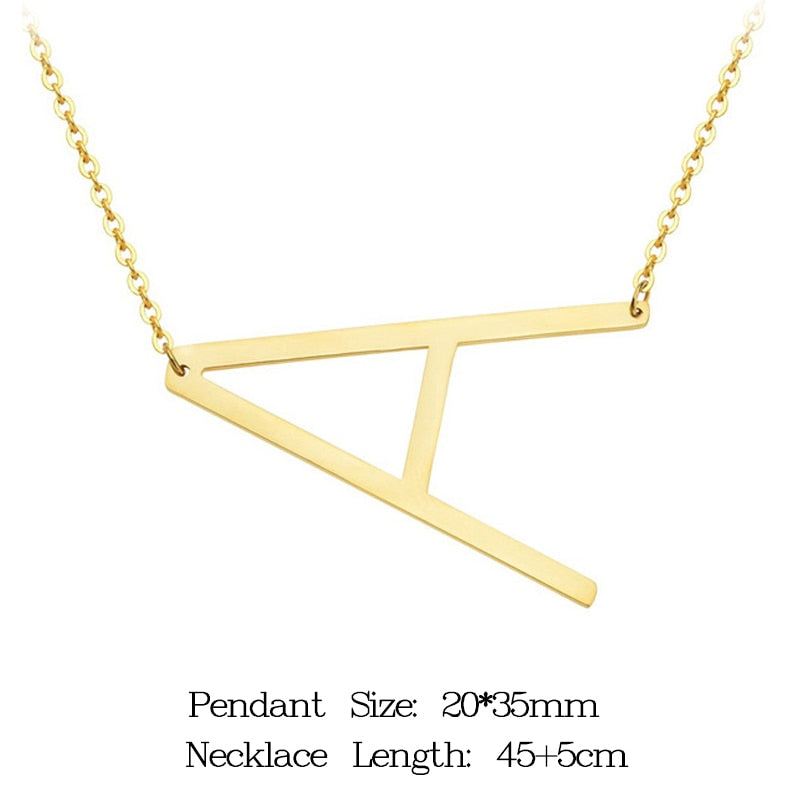 Women girl jewelry elegant chain alphabet letter pendant necklace 3 colors stainless steel choker initial necklace