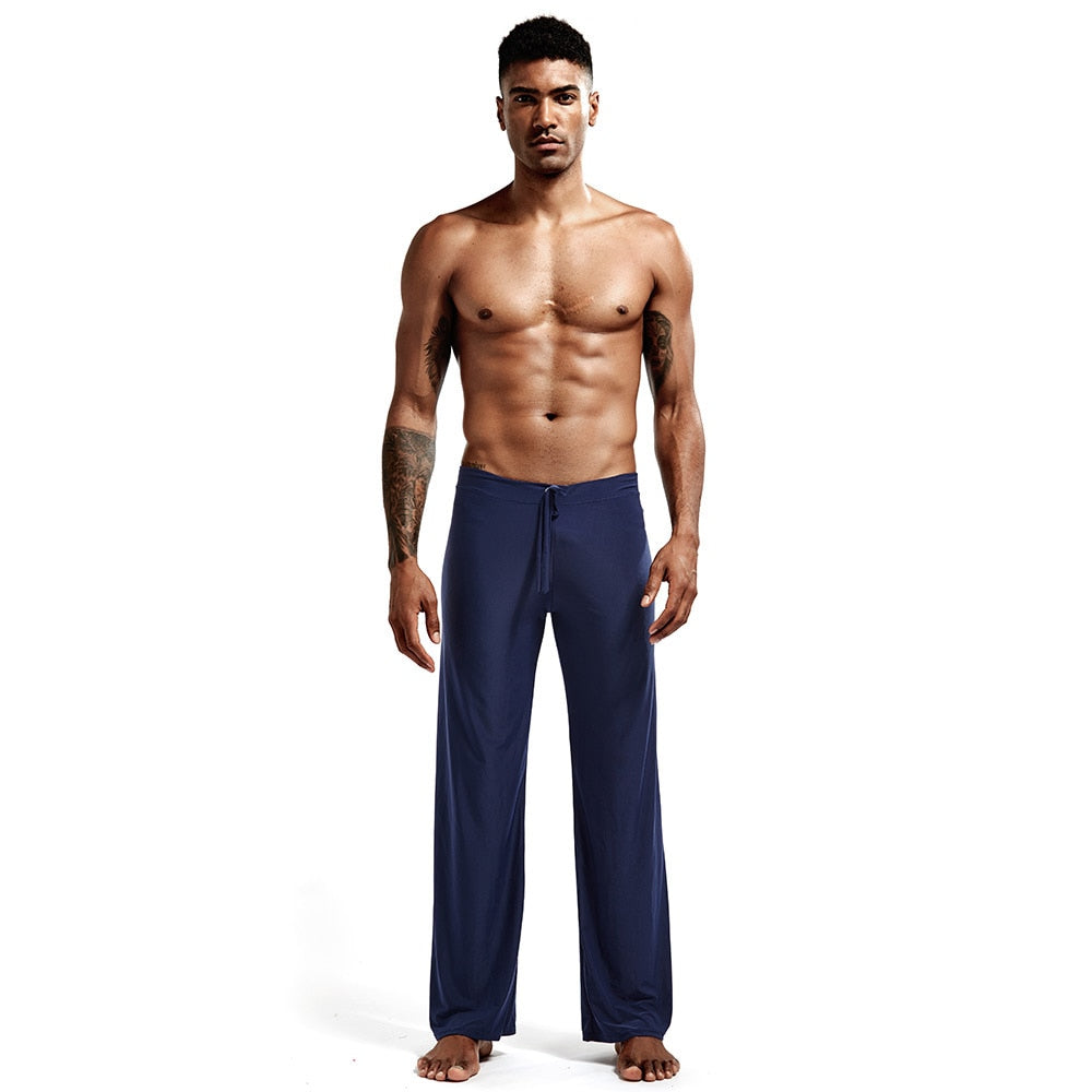 Zen or Yoga Pants For Men, Yoga For Man, Low Waist Pants Drawstring Fastening Trousers, Slippery Texture Loungewear, Meditation For Men