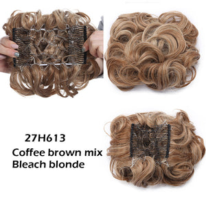 LARGE Comb Clip In Curly Hair Extension Synthetic Hair Pieces Chignon Women Updo Cover Hairpiece Extension Hair Bun