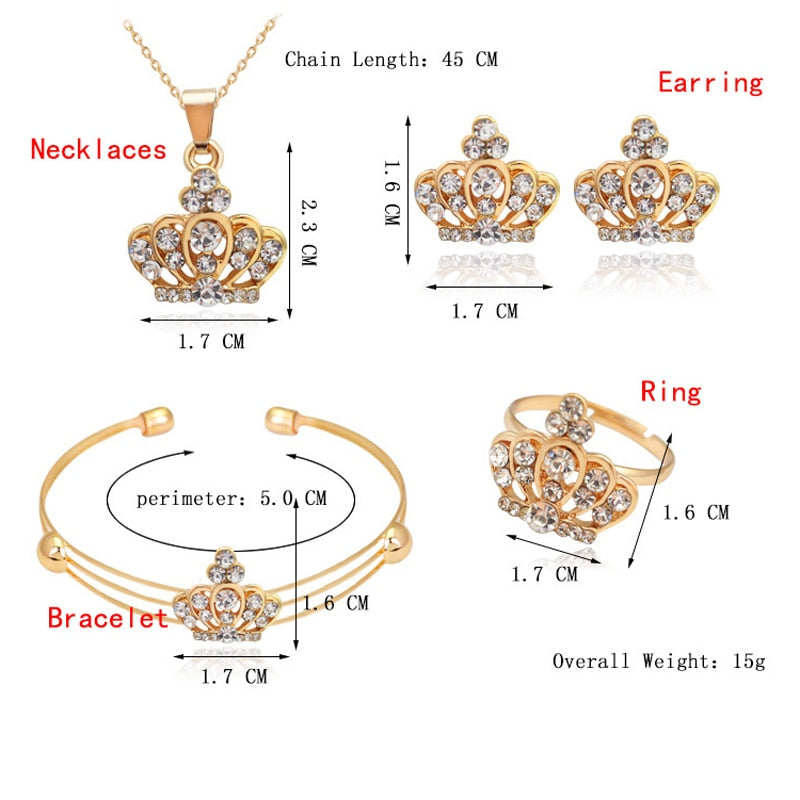 Fashion Jewelry Luxury Gold-color Romantic Austrian Crystal heart shape Chain Necklace Earrings Jewelry Sets
