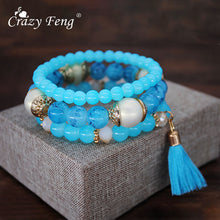Load image into Gallery viewer, Crazy FengShu Natural Stone Strand Bracelets For Women Elastic 3 Layers Charm Bracelet Bangles Womens Wristband Gift Jewelry Gift
