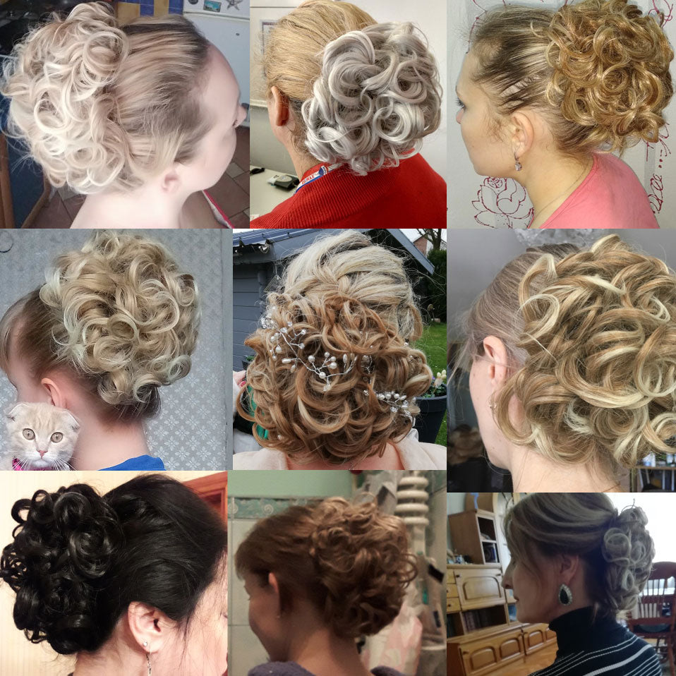 LARGE Comb Clip In Curly Hair Extension Synthetic Hair Pieces Chignon Women Updo Cover Hairpiece Extension Hair Bun