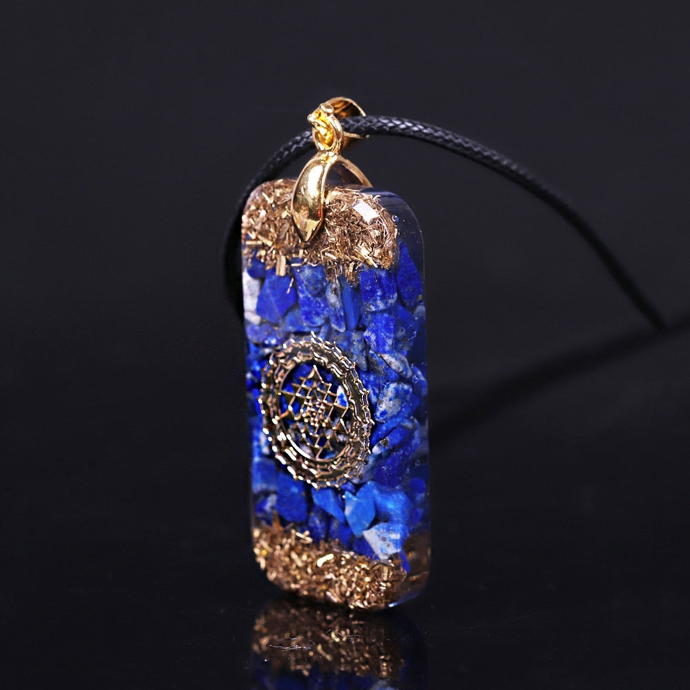 Orgonite Energy Pendant Natural Lapis Lazuli Reiki Energy Necklace Mysterious Resin Chakra Stone Growth Business Amulet