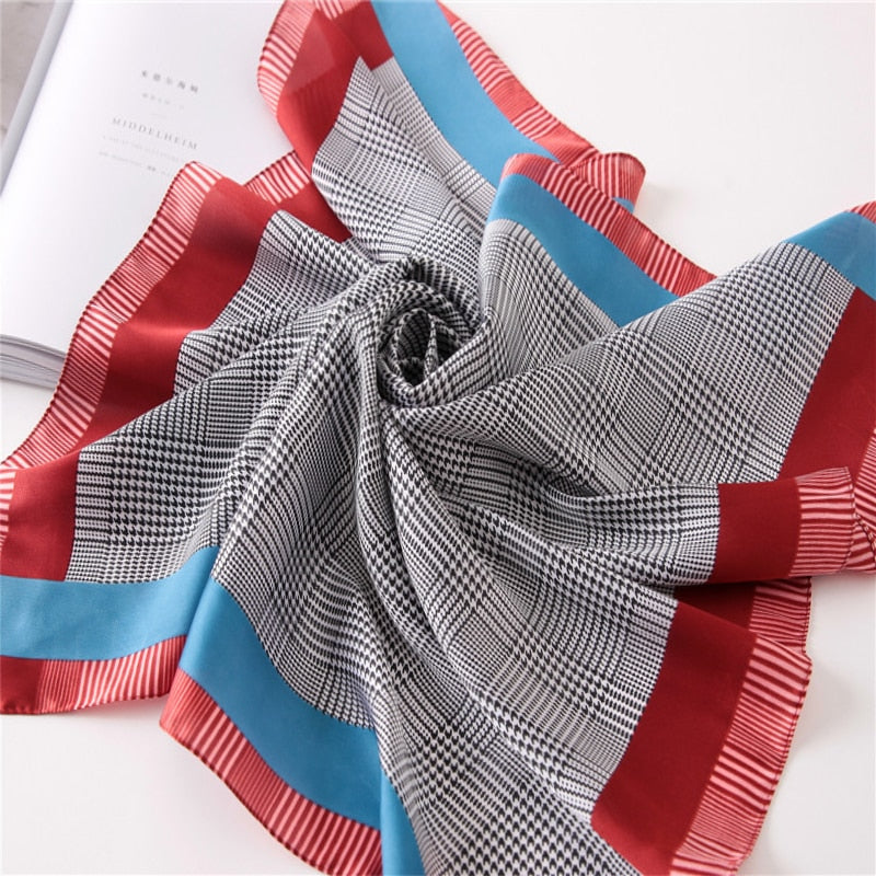 70*70cm Fashion Silk Satin Hair Scarf Women Handkerchief Printed Female Square Head Bandana Small Neck muffler hijab lady gir