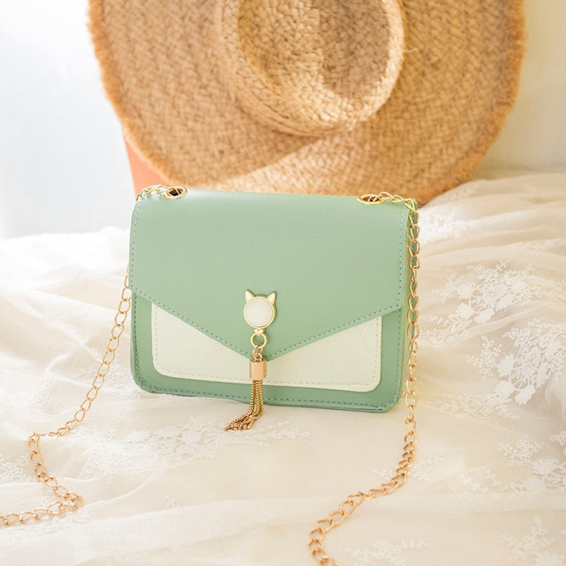 Traci K Collection Cat Stone Women's  Tassel Pu Shoulder Bag Contrast Color Purse Small Bag Patched Patched Simple Elegant Outdoor Bag