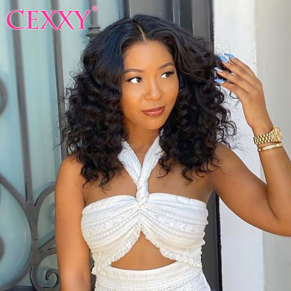 Short Bob Wig Lace Front Human Hair Wigs 13x4 Brazilian Wavy Glueless Bob Frontal Wigs For Women Perruque Cheveux Humain