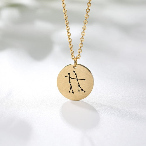 Twelve Constellations Charms Necklace Leo Aries Taurus Gemini Cancer Virgo Libra Scorpio Sagittarius Capricorn Aquarius Pisces