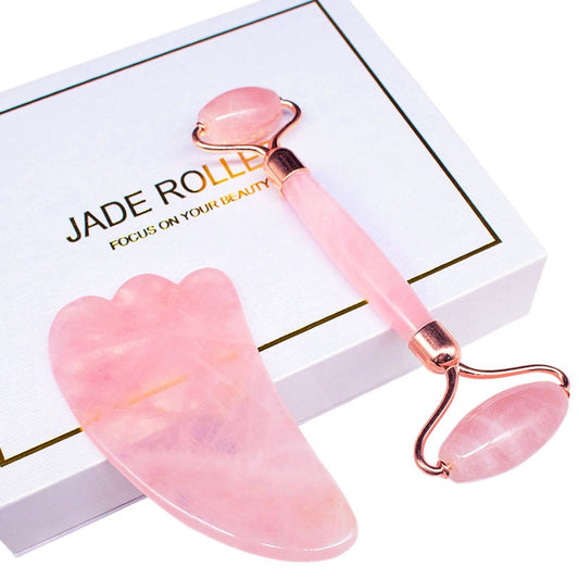 Traci K Beauty Jade Roller Facial Face Jade Massage Roller Rose Quartz Scraper Jade Massager Tools Slimming Face Natural Wrinkle Removal