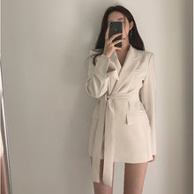 Load image into Gallery viewer, Lace up Belted Lapel Blazers Women Spring Autumn Slim fit Blazer Free Belt Cardigan Style 2021 Woman Black Office Work Suits New|Blazers|
