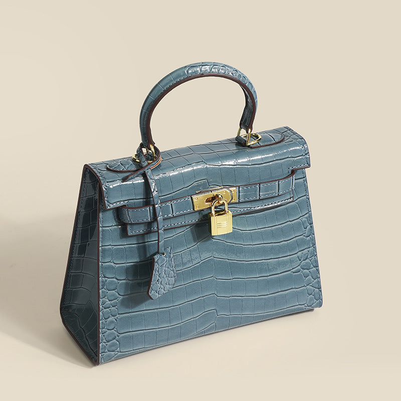 Traci K Collection Crocodile Pattern Kelly Bag European and American retro handbag stone pattern women's bag