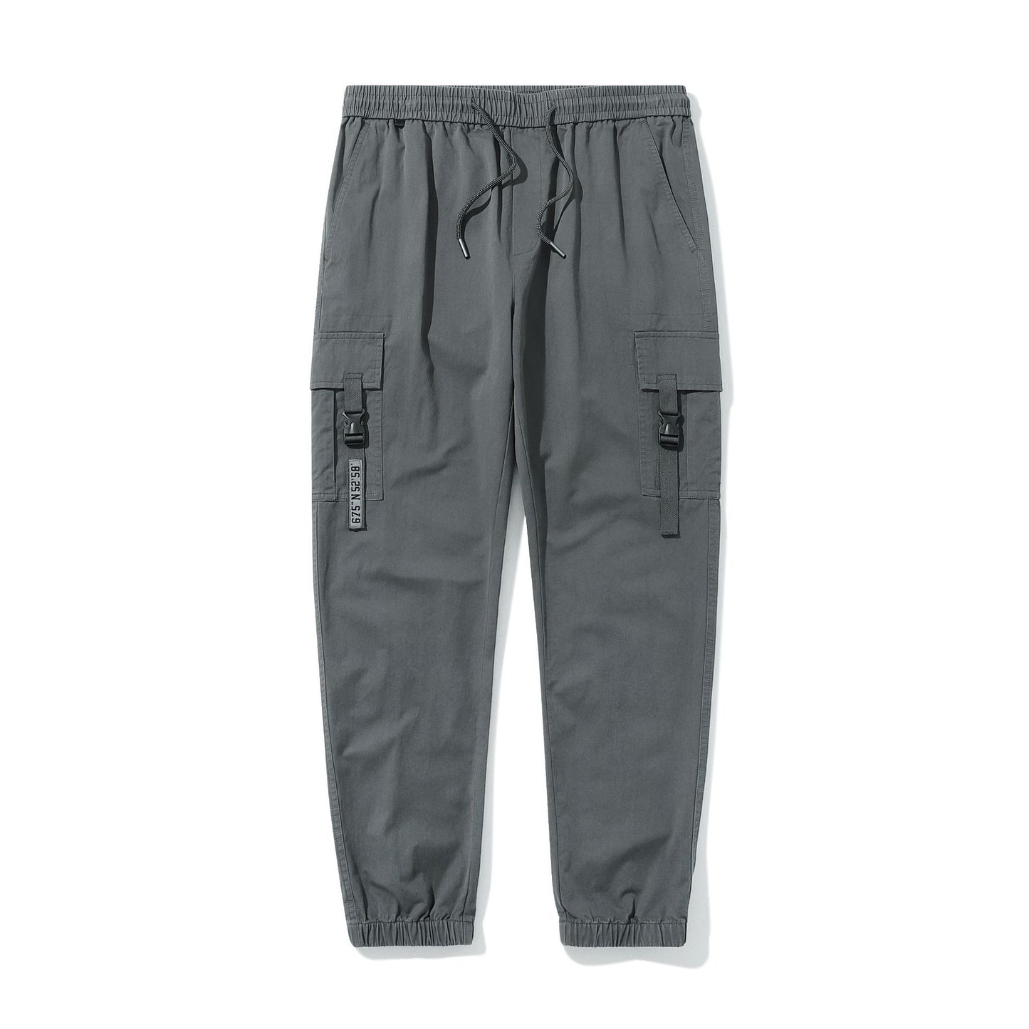 Overalls: Men's new  style trend pure color loose thin Multi Pocket casual pants