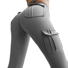 Load image into Gallery viewer, Multi-Pocket Military High Waist Ankle-Tied Four-Sided Elastic Peach Hip Sexy Highly Stretch Fitness Yoga Pants

