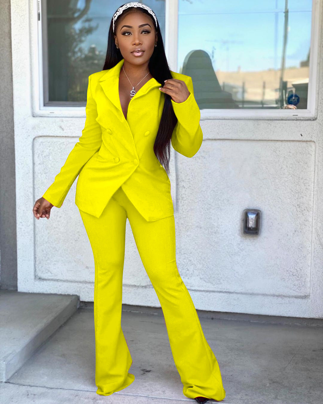 Fashion Office Lady Style Small Suit Solid Color Two-Piece Women Suit
