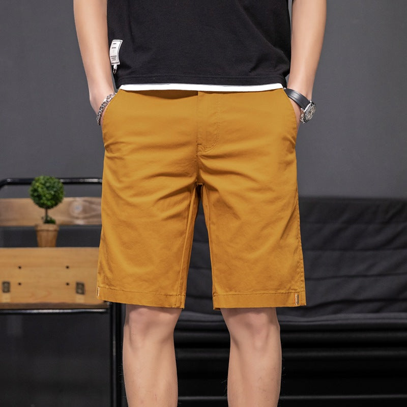 Shorts: Men's fashion, simple and versatile, washed solid color, work wear, casual pants, loose straight tube, dynamic pants