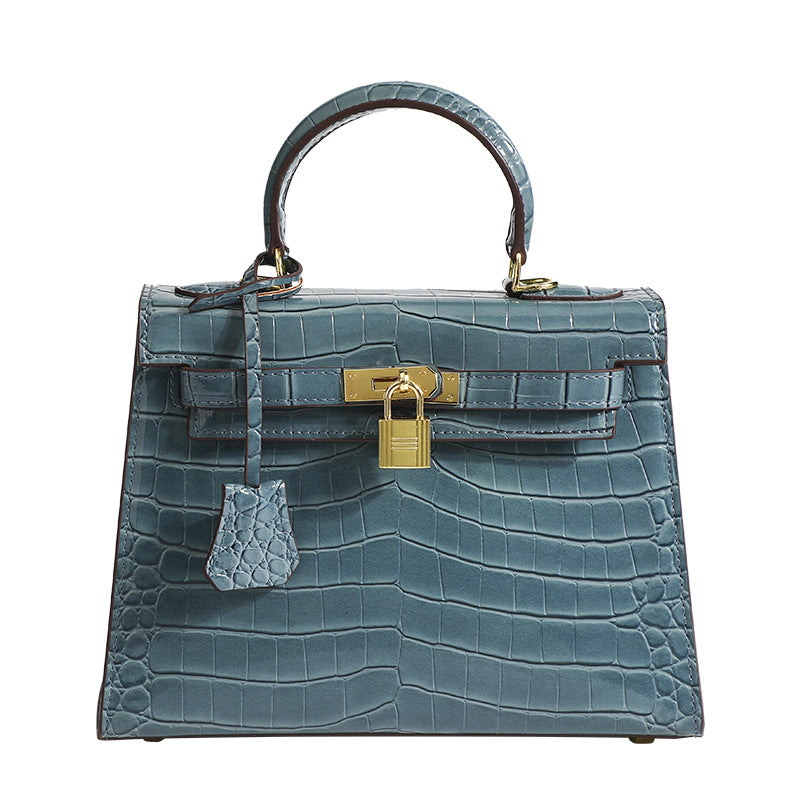 Traci K Collection Crocodile Pattern Kelly Bag European and American retro handbag stone pattern women's bag