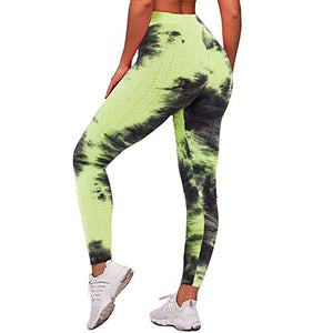 Hot Tie-Dye Yoga Pants Women＇s Peach Hip Bubble Yoga Pants Quick-Drying Printing Fitness Pants