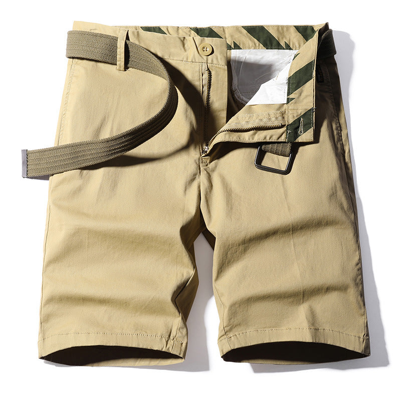 Work Shorts: Men's new fashion, versatile, washed solid color, five point sports pants, casual men's pants