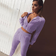 Load image into Gallery viewer, Lady Velvet zipper tracksuit 2piece set
