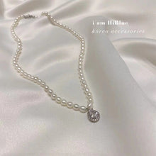 Load image into Gallery viewer, Amazing Price! New freshwater pearl necklace retro multi-layer temperament clavicle chain plated platinum zircon pendant cross-border
