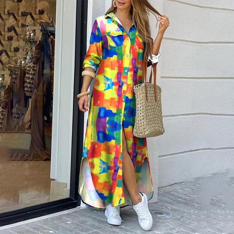 Temperament commuter trend loose long shirt dress