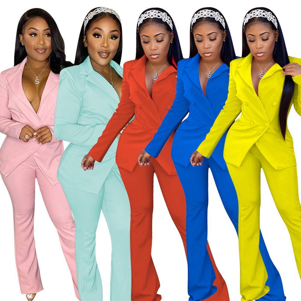 Fashion Office Lady Style Small Suit Solid Color Two-Piece Women Suit
