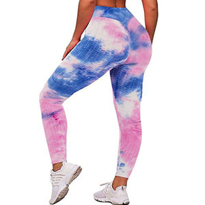 Hot Tie-Dye Yoga Pants Women＇s Peach Hip Bubble Yoga Pants Quick-Drying Printing Fitness Pants