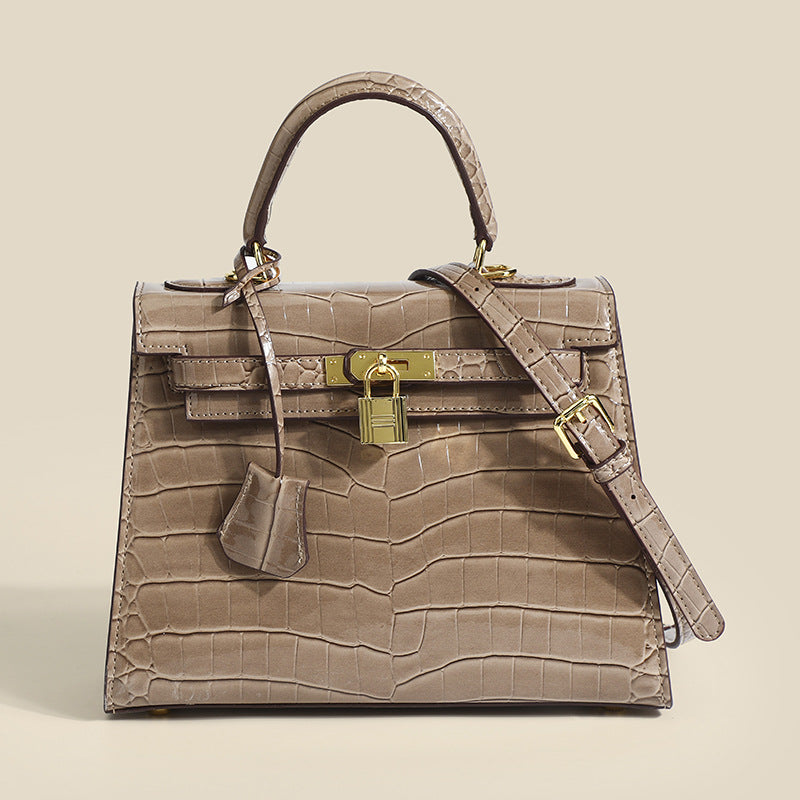 Traci K Collection Crocodile Pattern Kelly Bag European and American retro handbag stone pattern women's bag