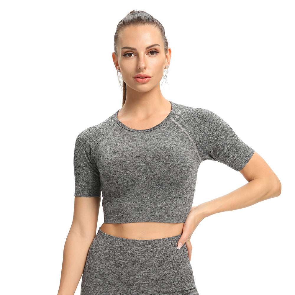 nylon seamless sweat absorbing sports Yoga suit seamless short sleeve