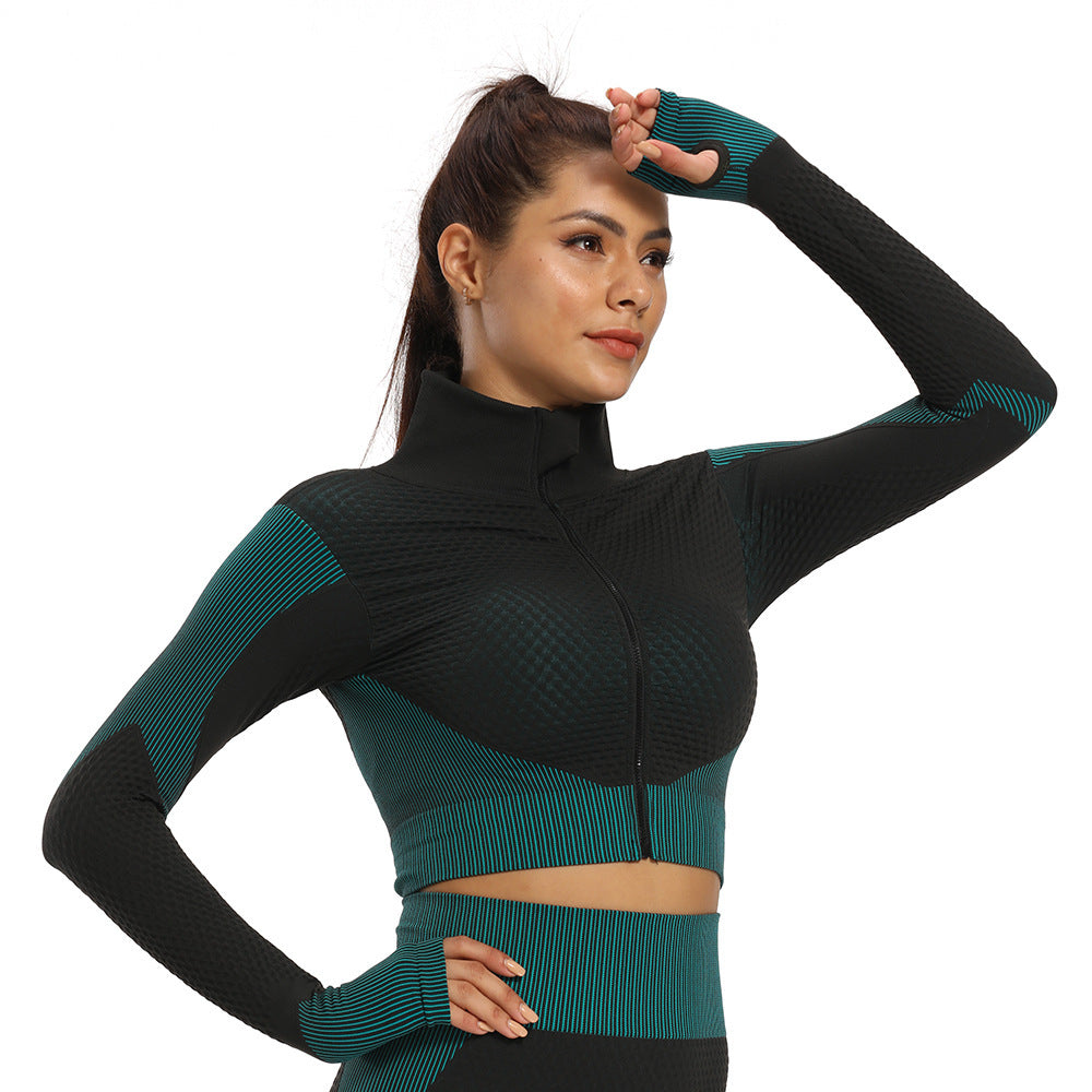New    selling high quality vertical bar sexy seamless suction Fitness Yoga Jacket Women