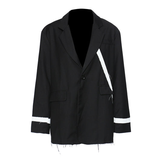 Autumn Hit White Stitching Irregular Niche Rough Edges Coat Top Women Blazers