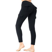 Load image into Gallery viewer, Multi-Pocket Military High Waist Ankle-Tied Four-Sided Elastic Peach Hip Sexy Highly Stretch Fitness Yoga Pants
