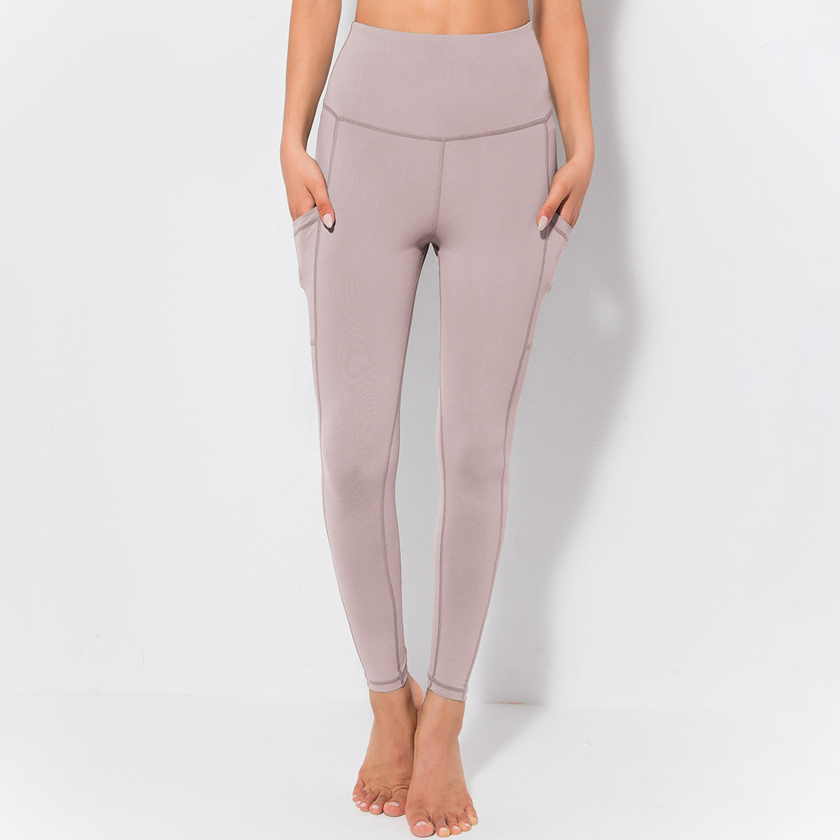Fitstyle  New Yoga  Pants Women  Side Pocket Shaping and Hip Lifting Skinny Stretchy Slimming Outerwear Leggings