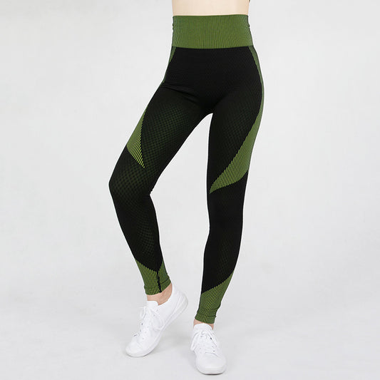 Sports tights  hip lifting stripe high elastic seamless Yoga Pants women's sports Pao yoga clothes pants